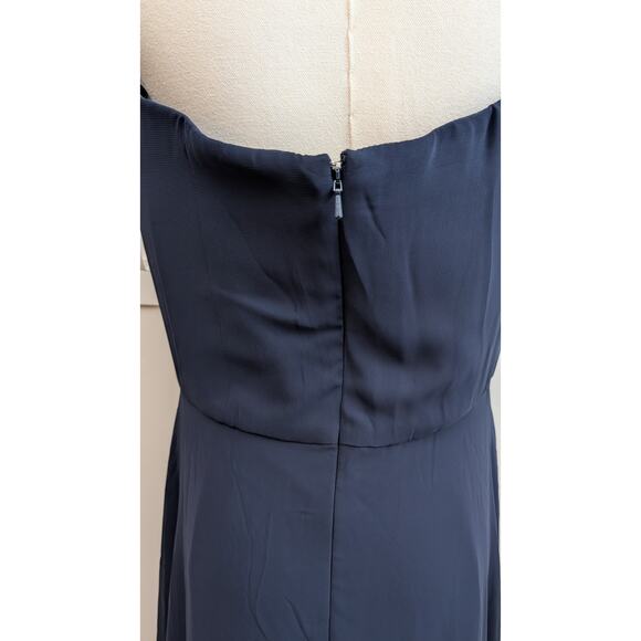 Dessy Group Thread Off The Shoulder Draped Neckline Maxi Dress Navy Size 10 - Picture 6 of 11